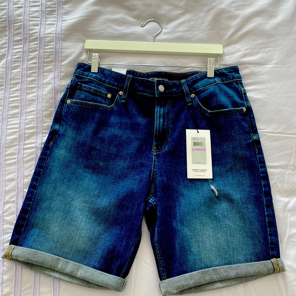 Calvin Klein high waisted dark denim shorts